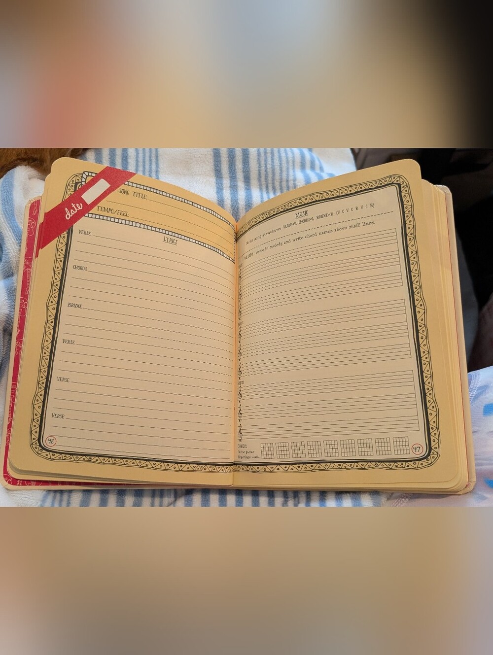 New Unused Songwriter's Journal - By Elizabeth Evans ~ Red & Cream Cover - Picture 3 of 6